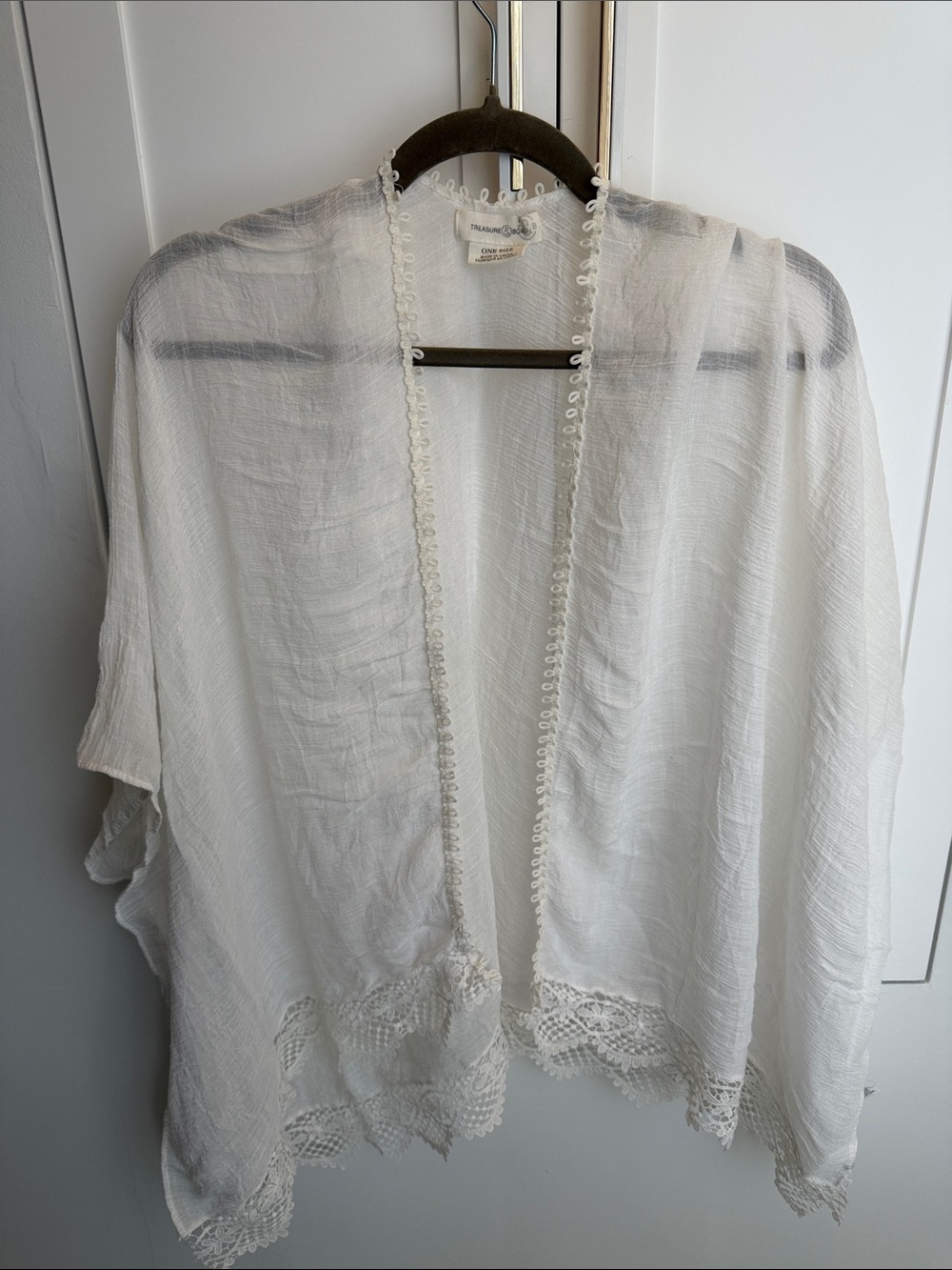 Treasure & Bond White Crocheted Lace Swim Coverup